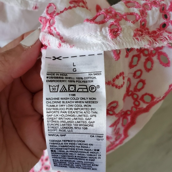 NWT Gap Peasant Top in Pink and White - Picture 2 of 5